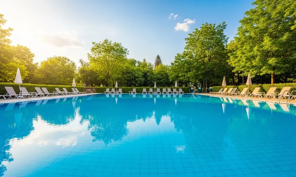 Public swimming pool area for families at Mushrif Park Dubai