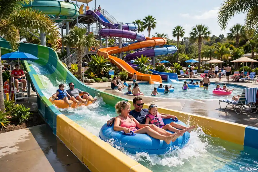 Water slides at Dreamland Aqua Park Umm Al Quwain