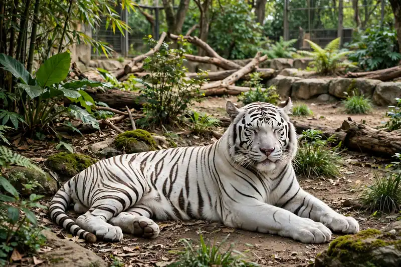 White tiger at Emirates Park Zoo Abu Dhabi